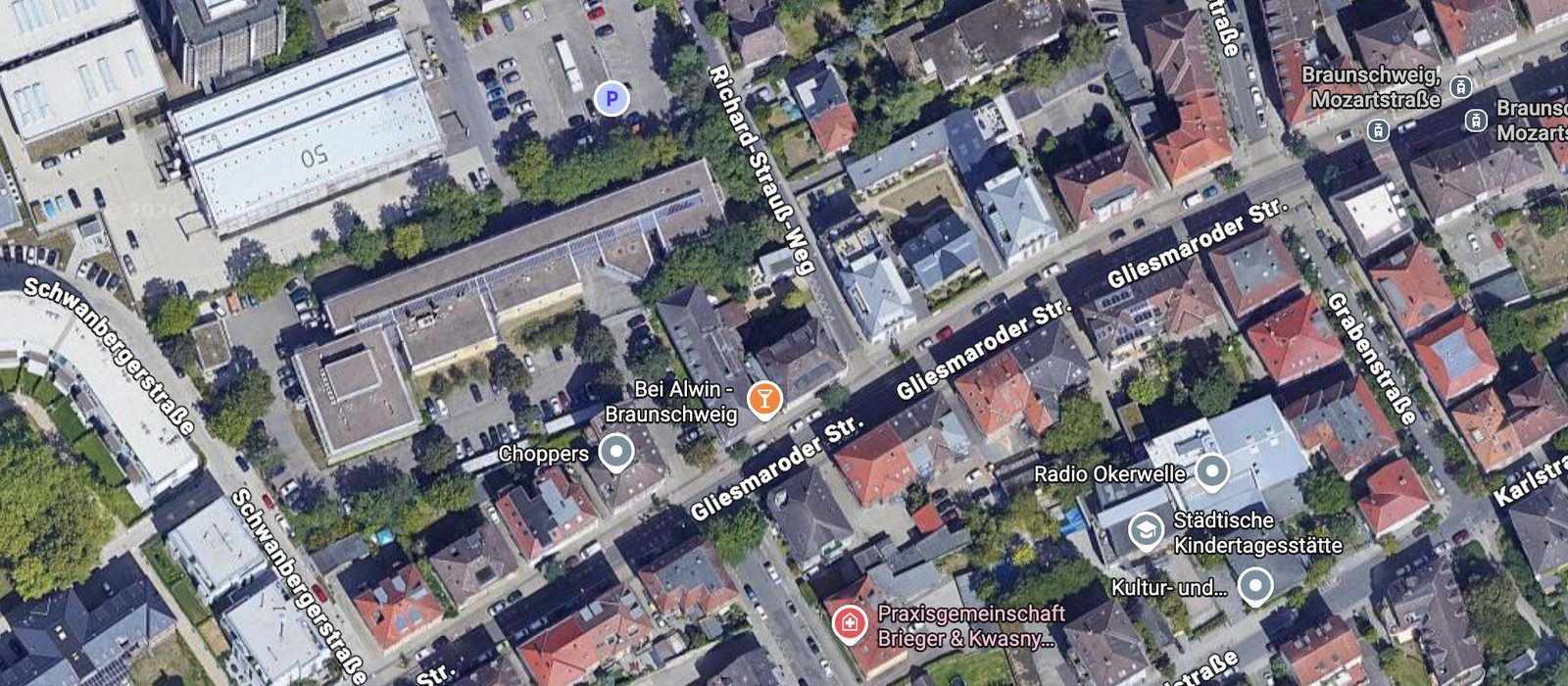 Kartenausschnitt: Lage an der Gliesmaroder Straße in Braunschweig