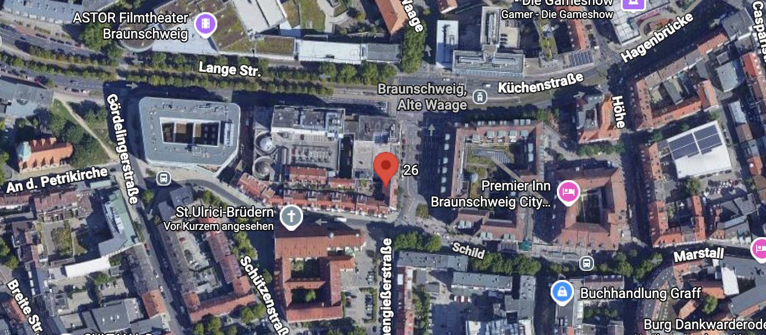 Kartenausschnitt: Lage Hintern Brüdern in der Braunschweiger Altstadt