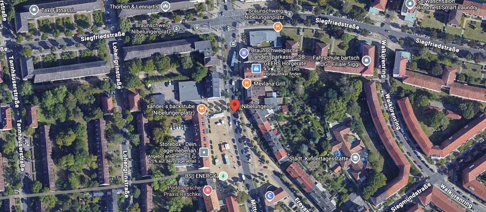 Kartenausschnitt: Lage am Nibelungenplatz in Braunschweig