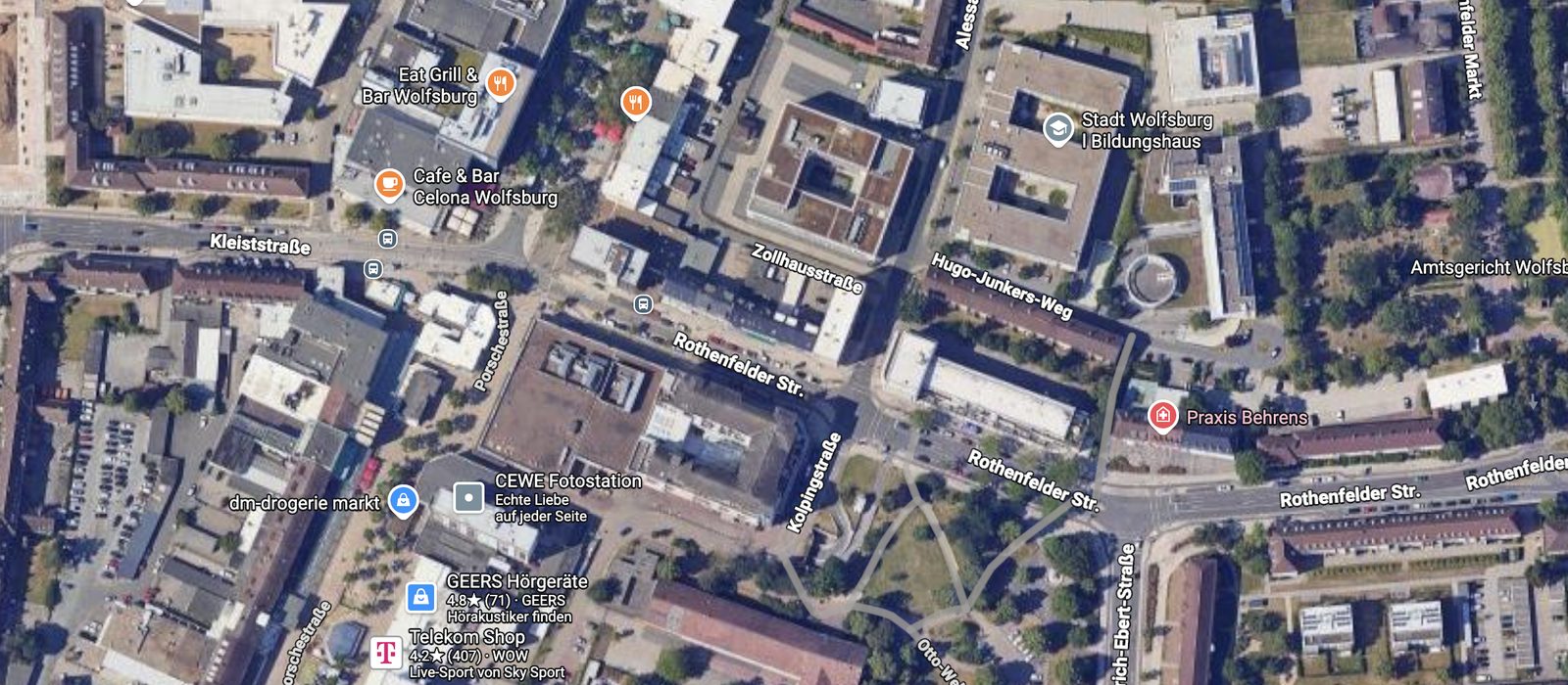 Kartenausschnitt: Lage an der Rothenfelder Straße in Wolfsburg