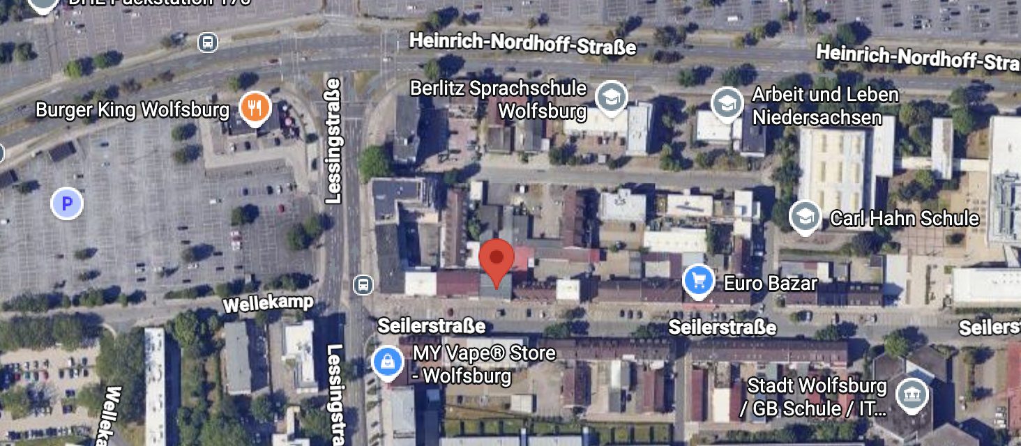 Kartenausschnitt: Lage an der Seilerstraße in Wolfsburg